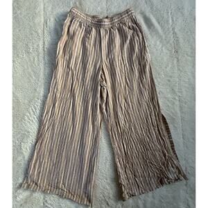 Patagonia Women's Garden Island Pants XS Striped Linen Blend Wide Leg Cropped
